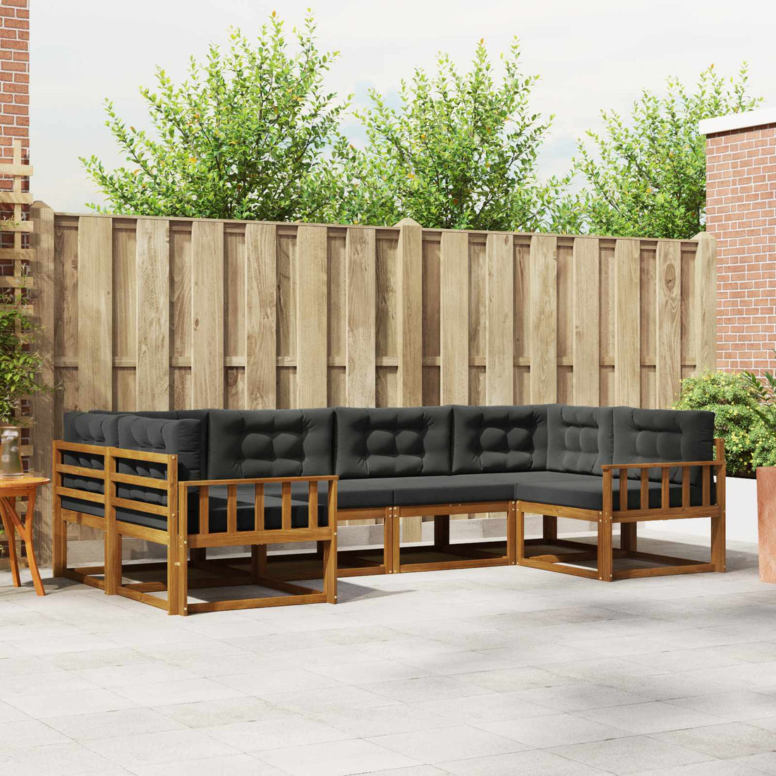 vidaXL Conjunto de sofás de exterior 6 uds. Natural y Antracita