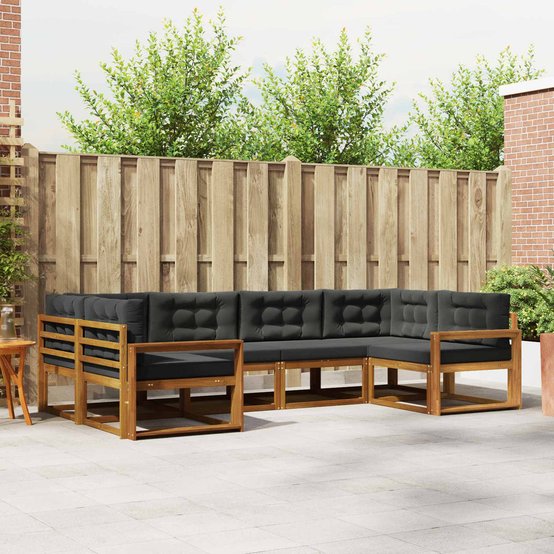 vidaXL Conjunto de sofás de exterior 6 uds. Natural y Antracita