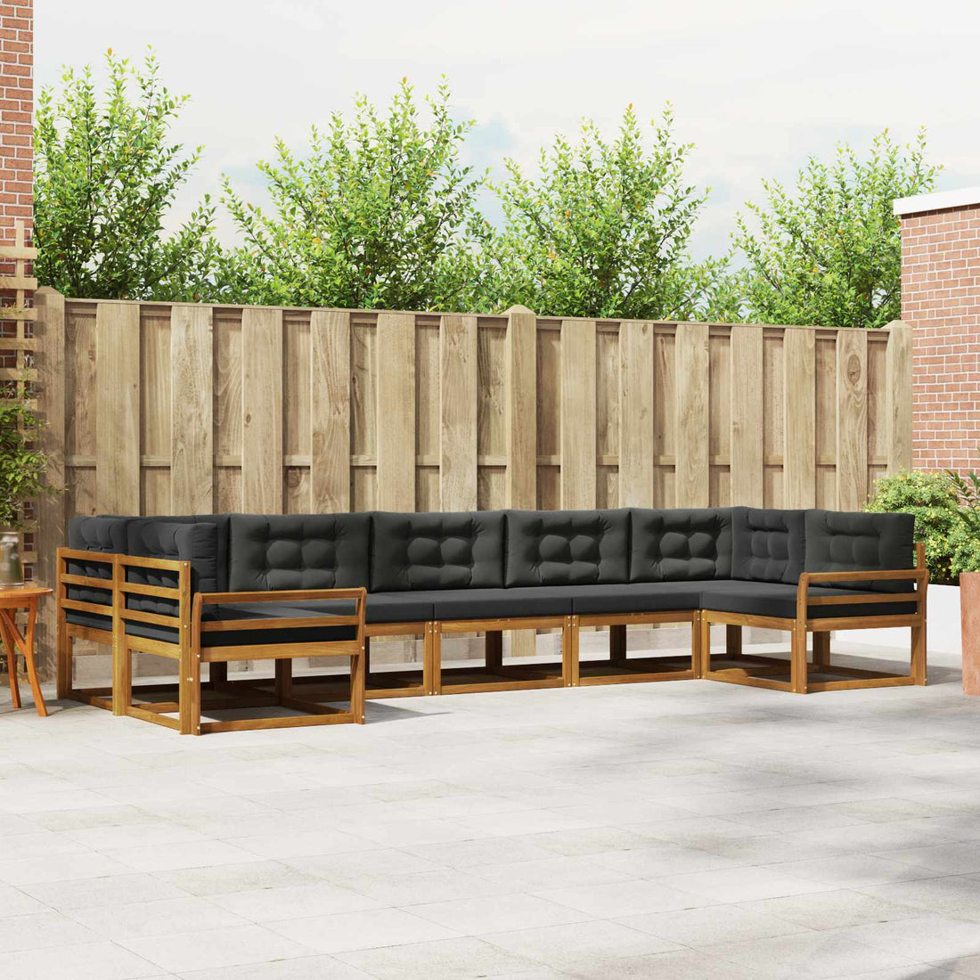 vidaXL Conjunto de sofás de exterior 7 uds. Natural y Antracita