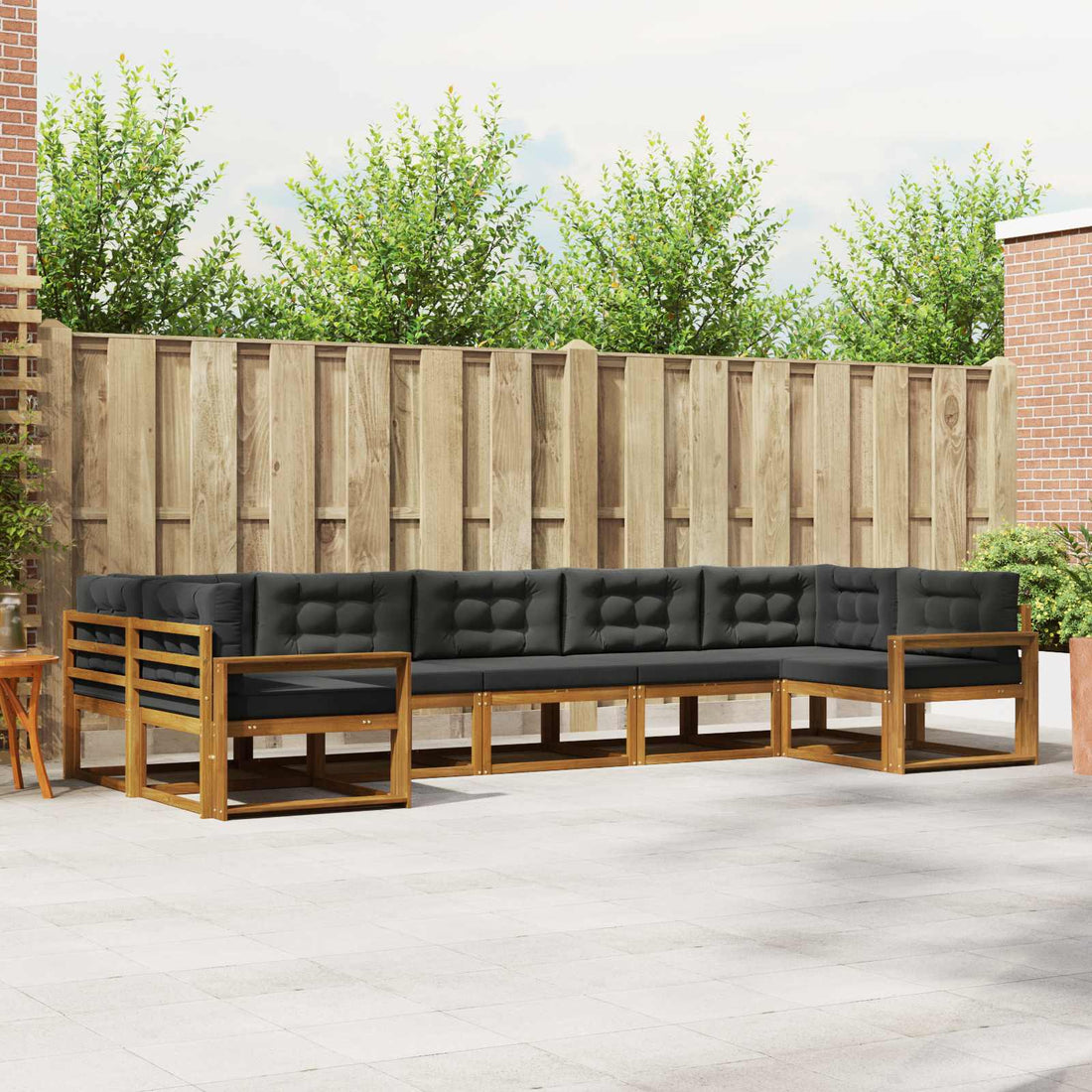 vidaXL Conjunto de sofás de exterior 7 uds. Natural y Antracita