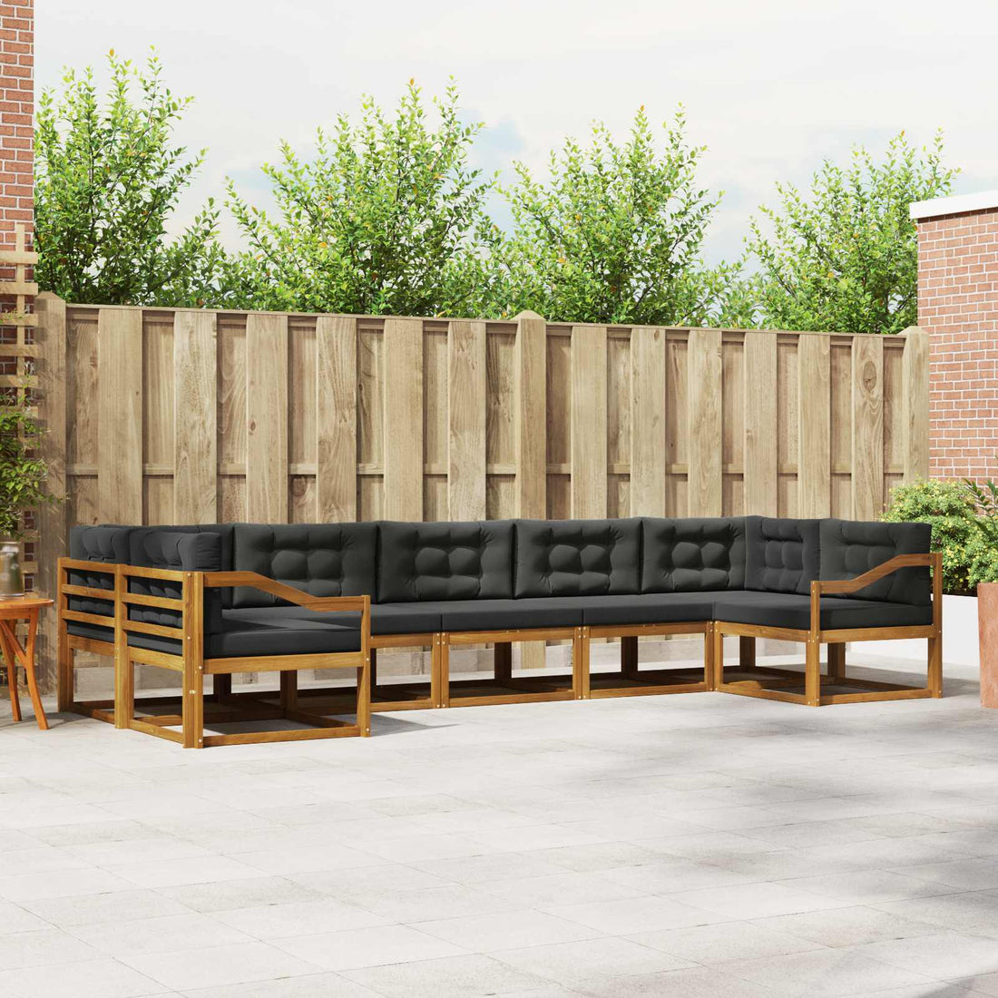 vidaXL Conjunto de sofás de exterior 7 uds. Natural y Antracita