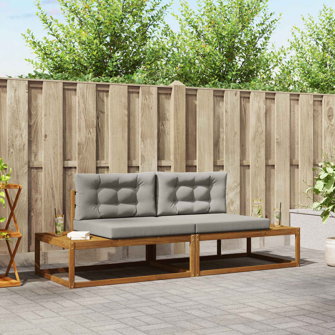 vidaXL Conjunto de sofás de exterior Gris Natural y Claro