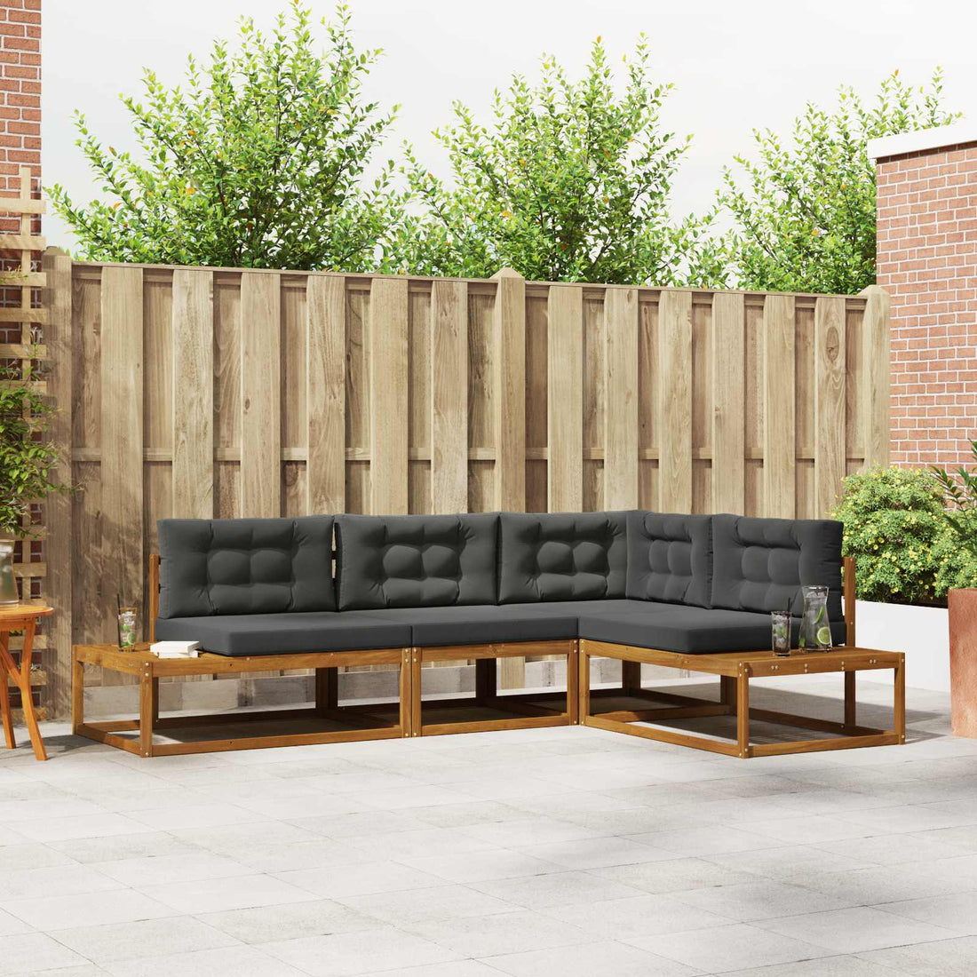 vidaXL Conjunto de sofás de exterior Natural y Antracita