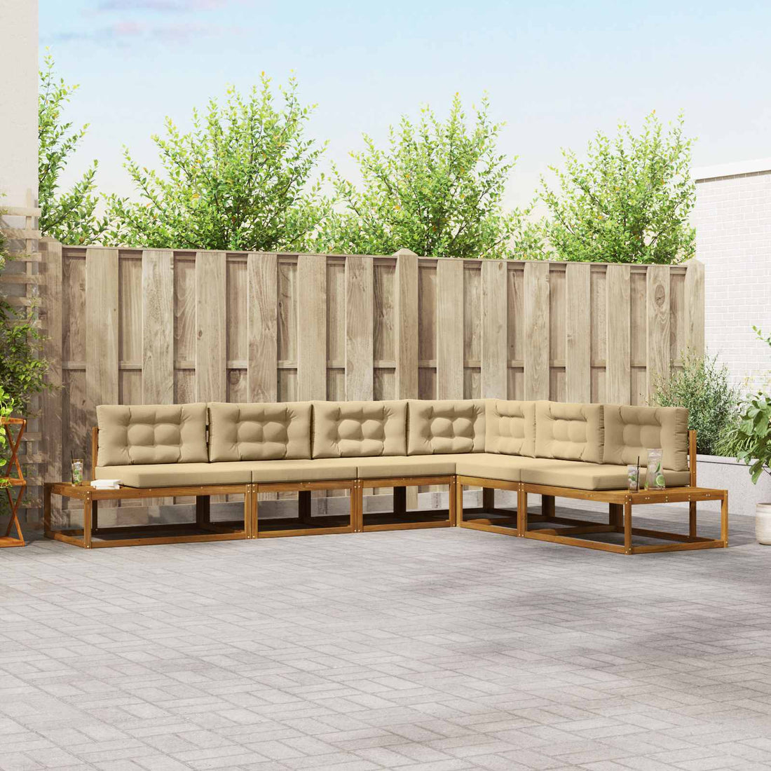 vidaXL Conjunto de sofás de exterior 6 uds. Natural y Beige