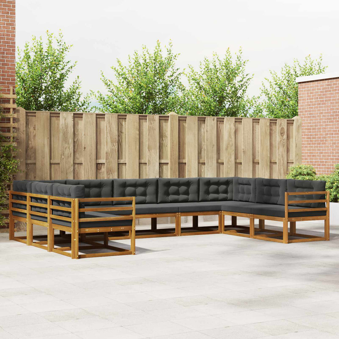 vidaXL Conjunto de sofás de exterior 9 uds. Natural y Antracita