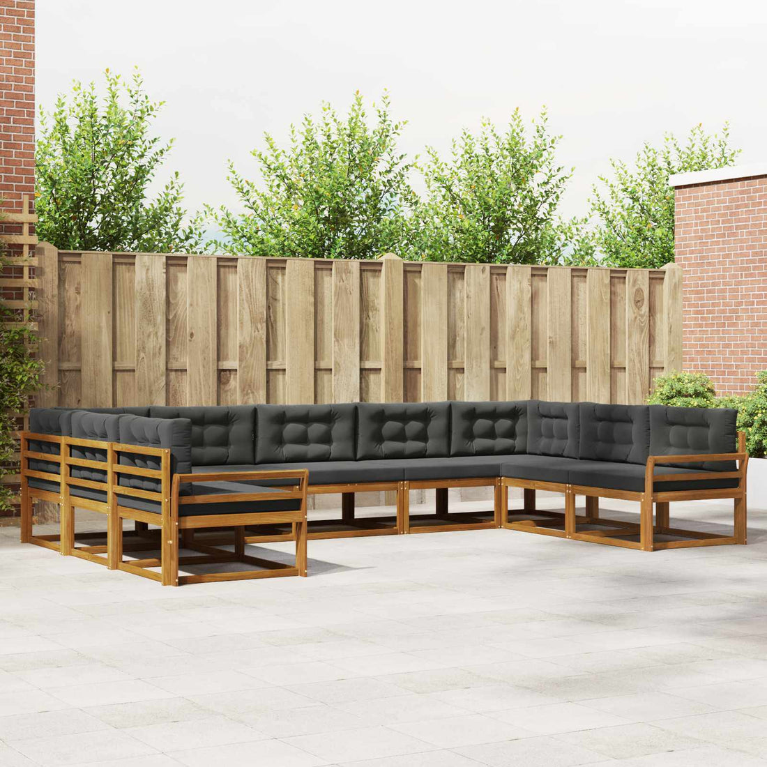 vidaXL Conjunto de sofás de exterior 9 uds. Natural y Antracita