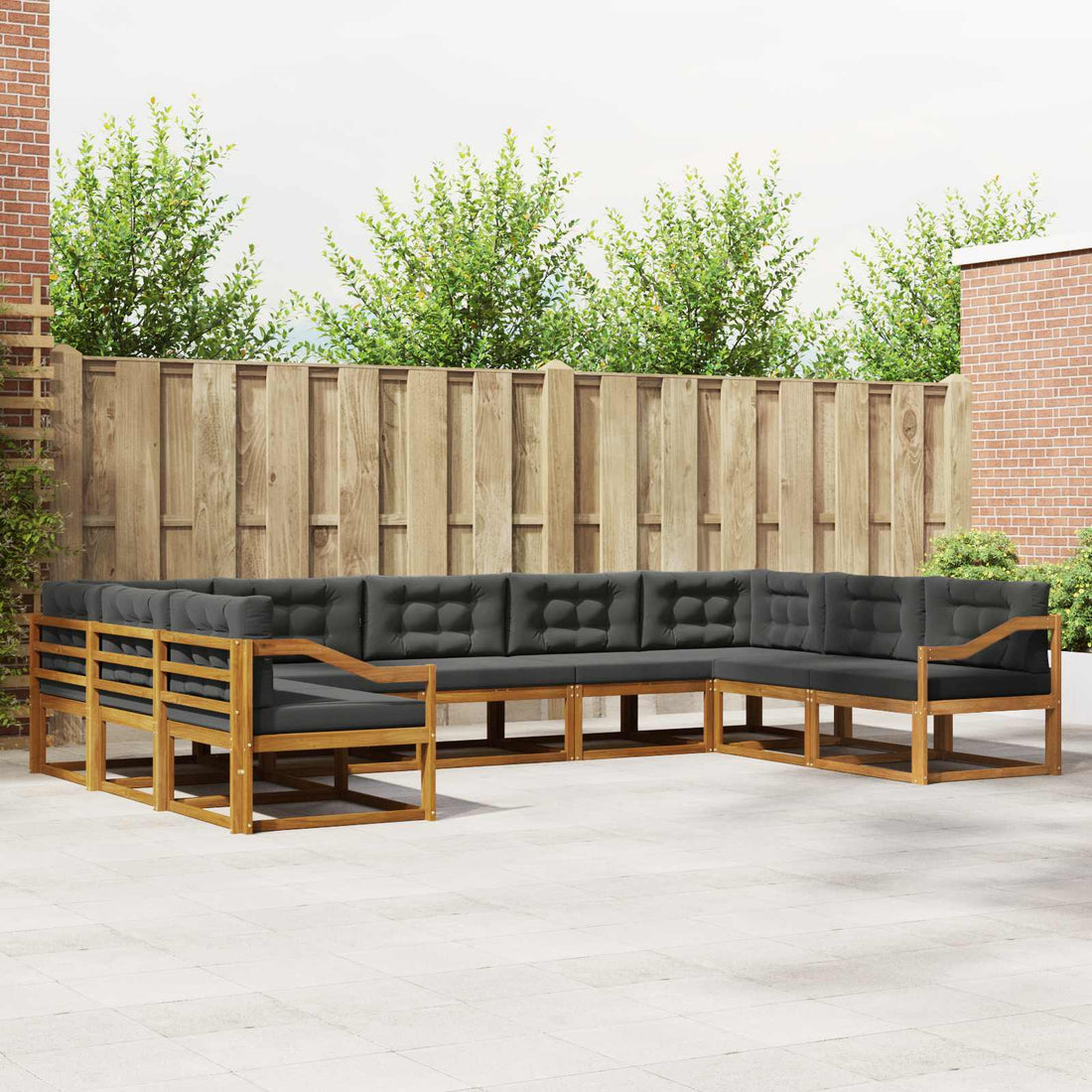 vidaXL Conjunto de sofás de exterior 9 uds. Natural y Antracita