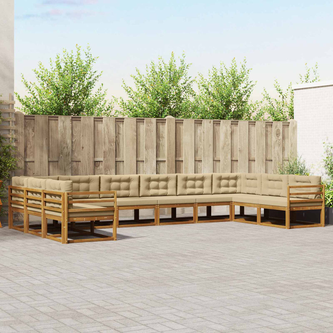 vidaXL Conjunto de sofás de exterior 10 uds. Natural y Beige