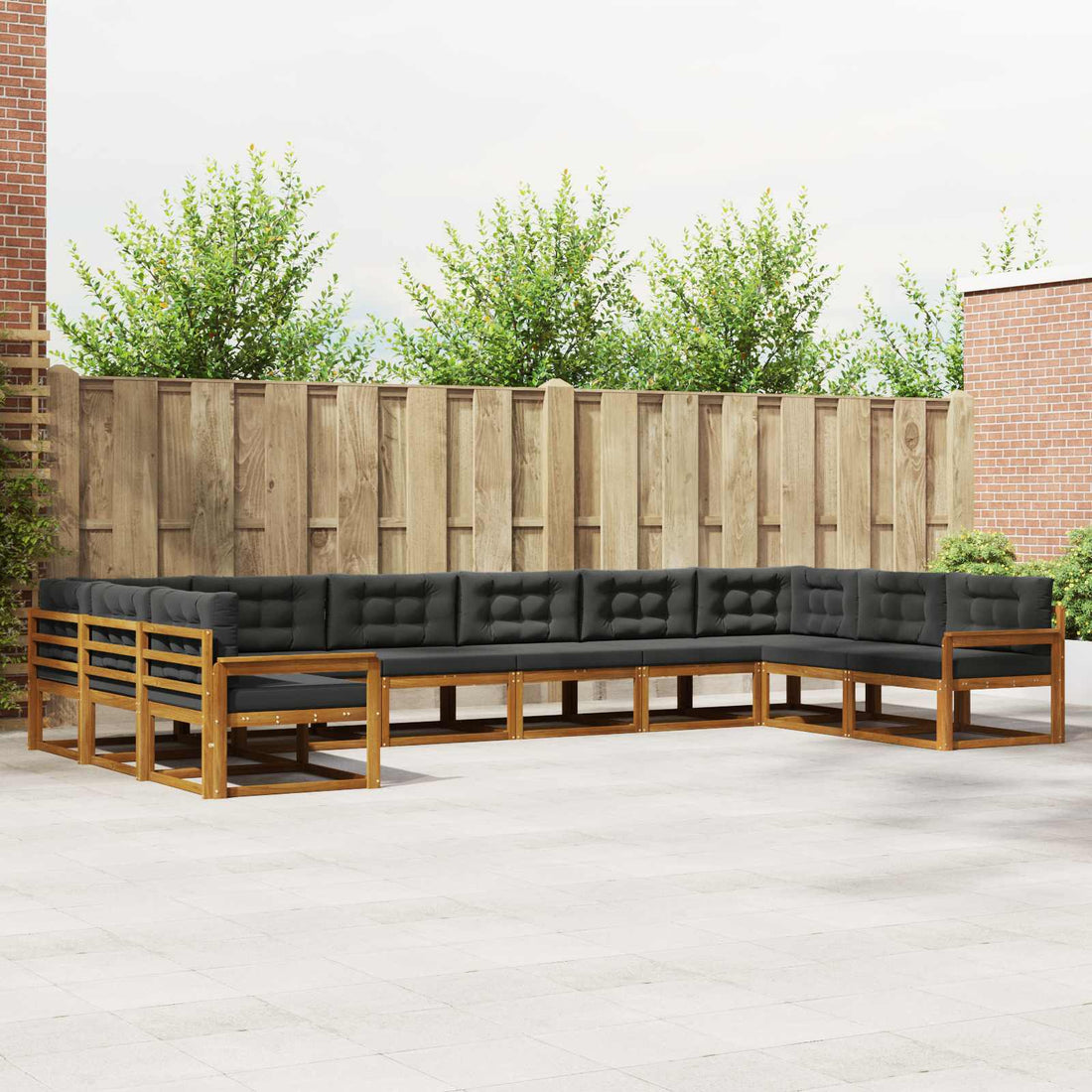 vidaXL Conjunto de sofás de exterior 10 uds. Natural y Antracita