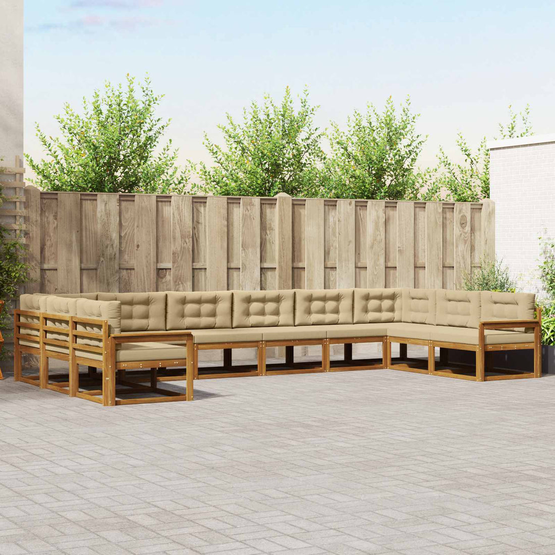 vidaXL Conjunto de sofás de exterior 10 uds. Natural y Beige