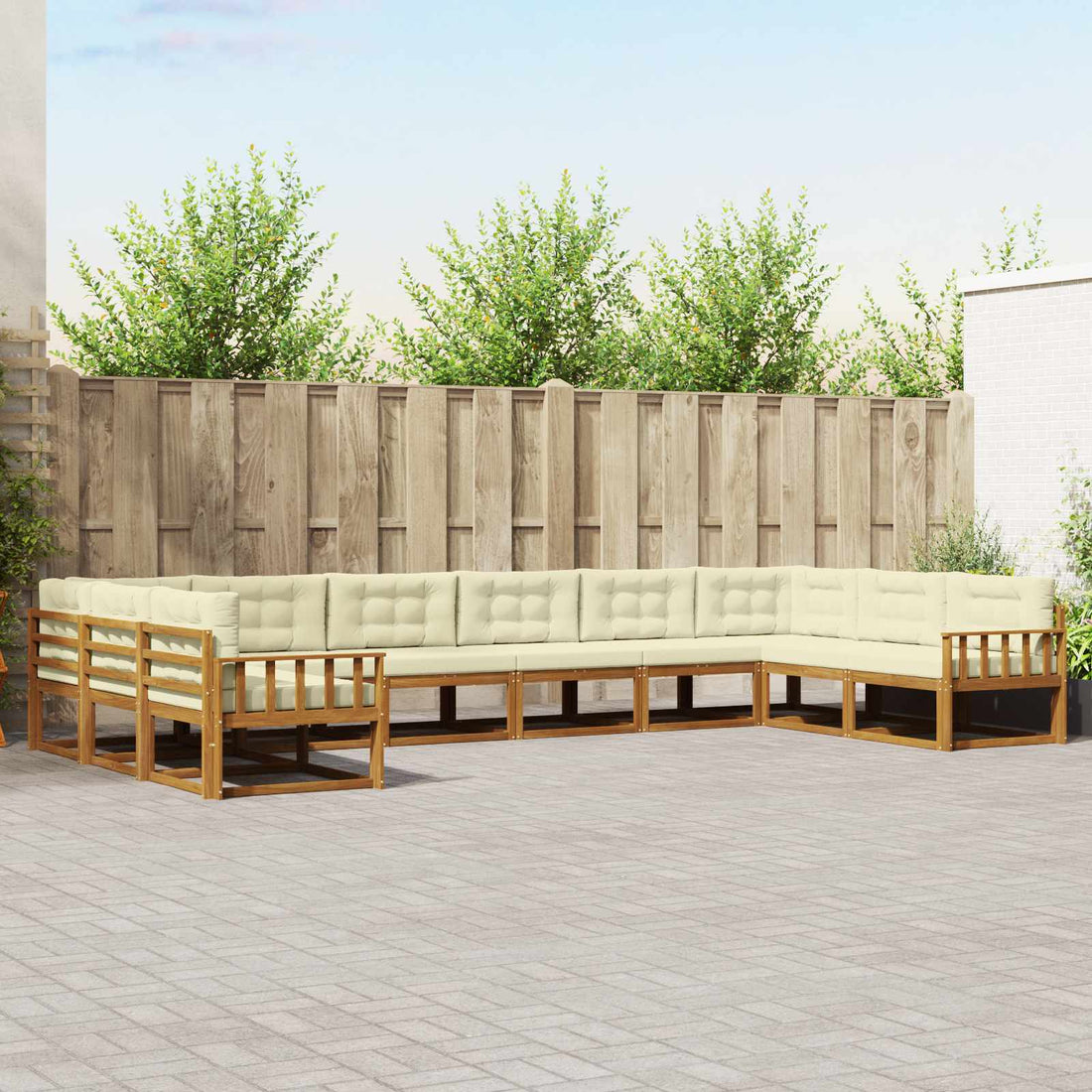 vidaXL Conjunto de sofás de exterior 10 uds. Natural y Crema