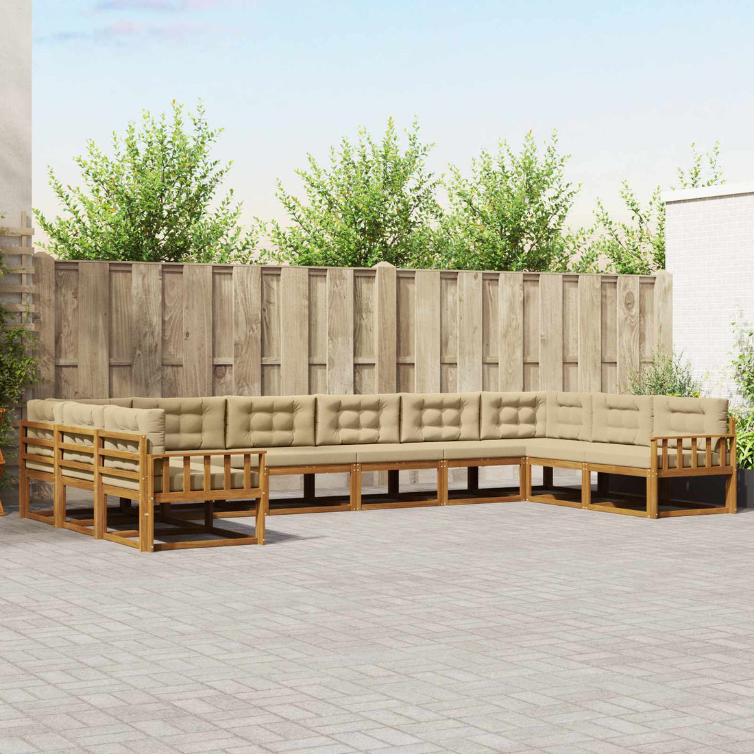 vidaXL Conjunto de sofás de exterior 10 uds. Natural y Beige