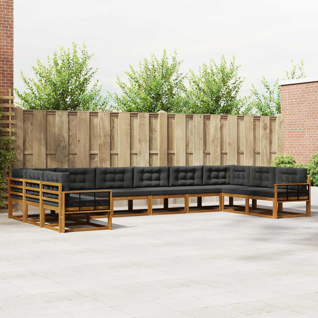 vidaXL Conjunto de sofás de exterior 10 uds. Natural y Antracita