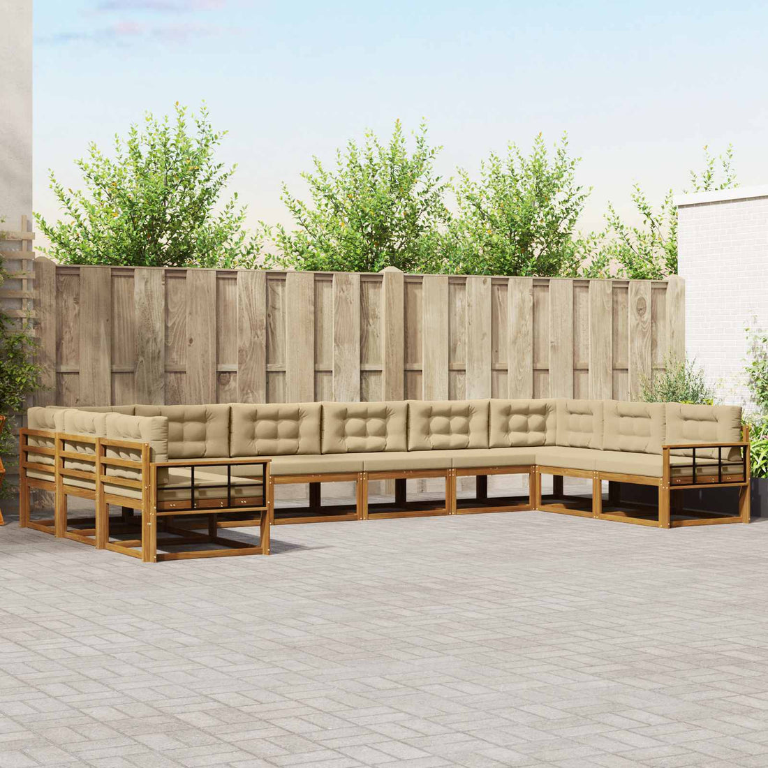 vidaXL Conjunto de sofás de exterior 10 uds. Natural y Beige