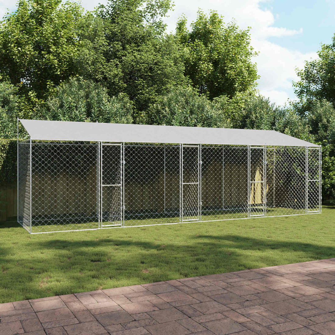 vidaXL Jaula para perro con techo Plateado 800 x 200 x 256 cm