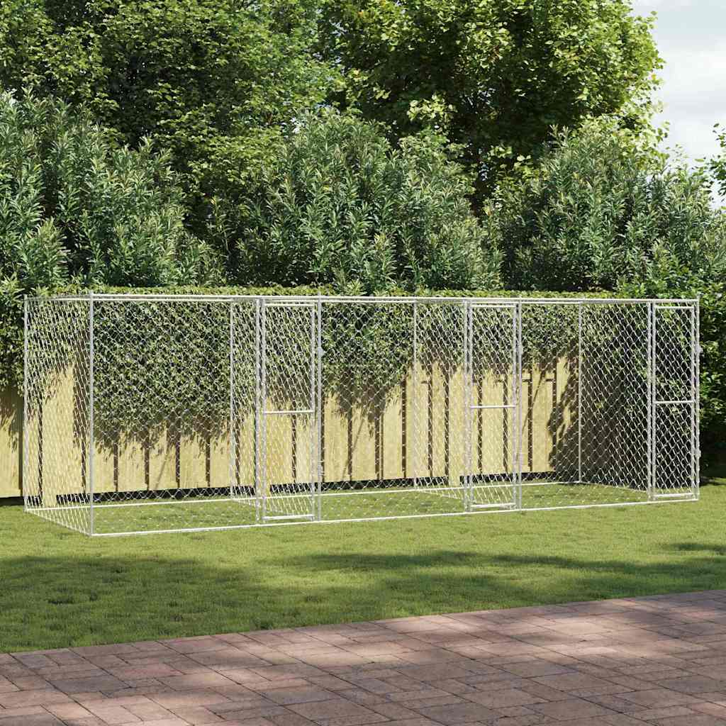 vidaXL Jaula para perro Plateado 600 x 200 x 200 cm Acero Galvanizado