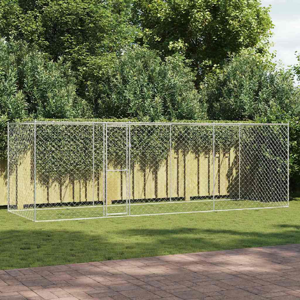 vidaXL Jaula para perro Plateado 600 x 200 x 200 cm Acero Galvanizado