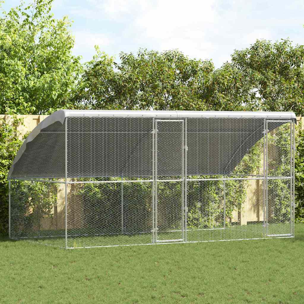 vidaXL Gallinero con 2 puertas 2 uds. Plateado 400x200x200 cm