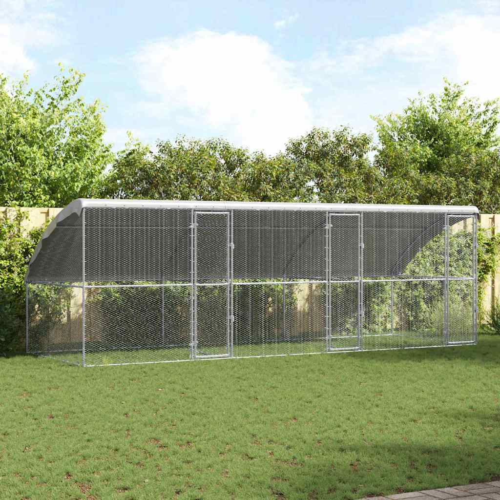vidaXL Jaula para gallinas con 3 puertas 3 uds. Plateado 600x200x200cm