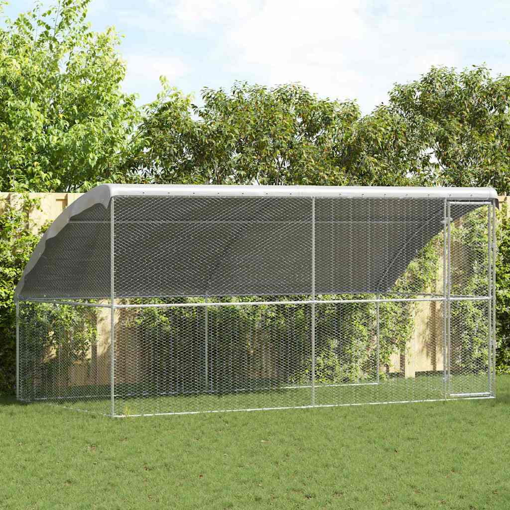 vidaXL Gallinero con 1 puerta 2 uds. Plateado 400x200x200cm