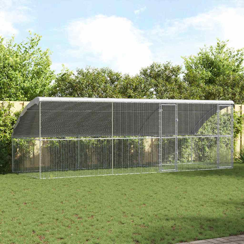 vidaXL Gallinero con 2 puertas 3 uds. Plateado 600x200x200cm
