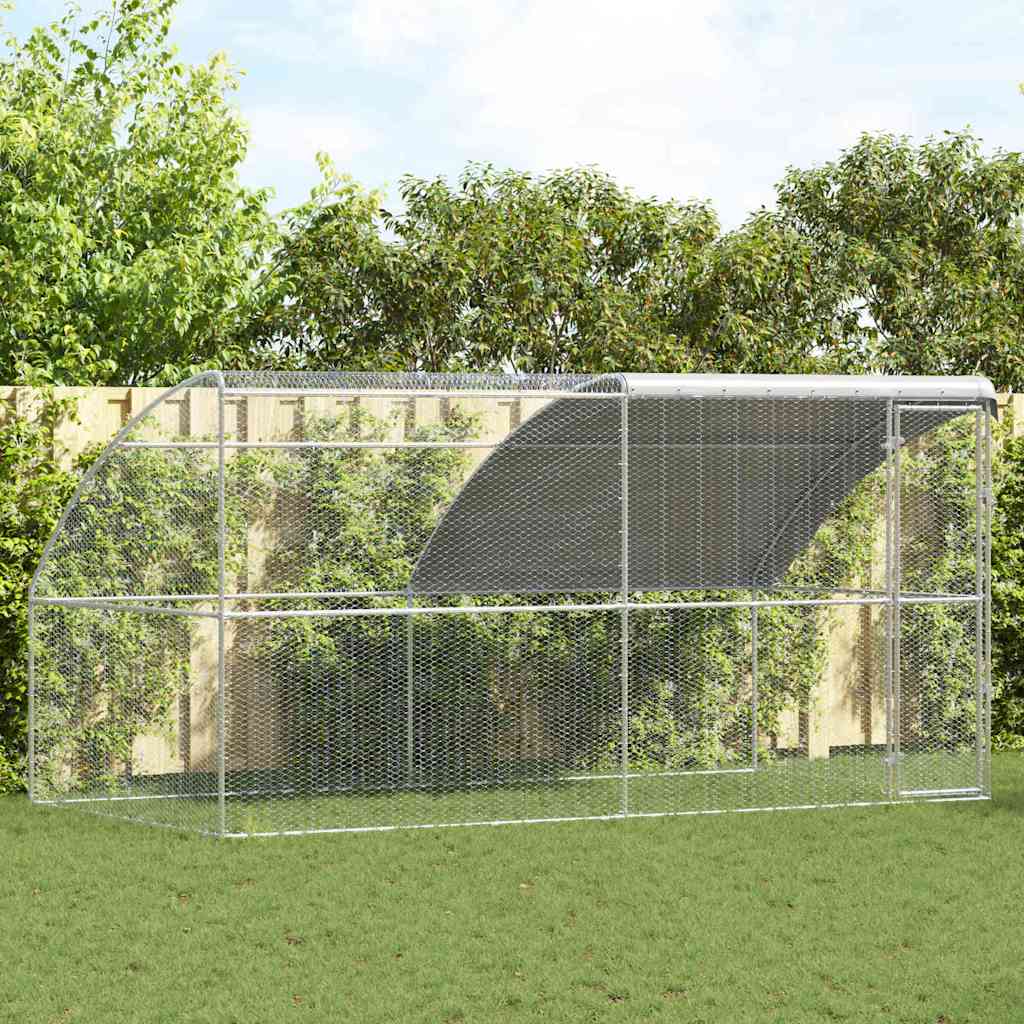 vidaXL Gallinero con 1 puerta 2 uds. Plateado 400x200x200 cm