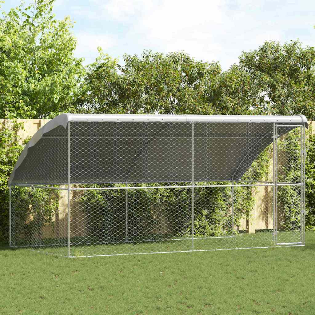 vidaXL Refugio para perros 2 uds. Plateado 4 x 2 x 2 m