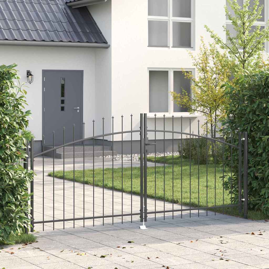 vidaXL Puerta Doble WOERDEN 299,5 x 174,5 cm Acero Gris Con cerradura