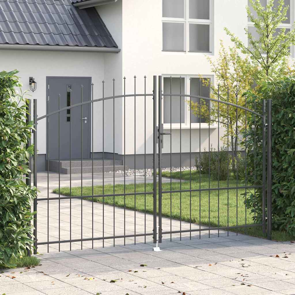 vidaXL Puerta Doble WOERDEN 299,5 x 224,5 cm Acero Gris Con cerradura
