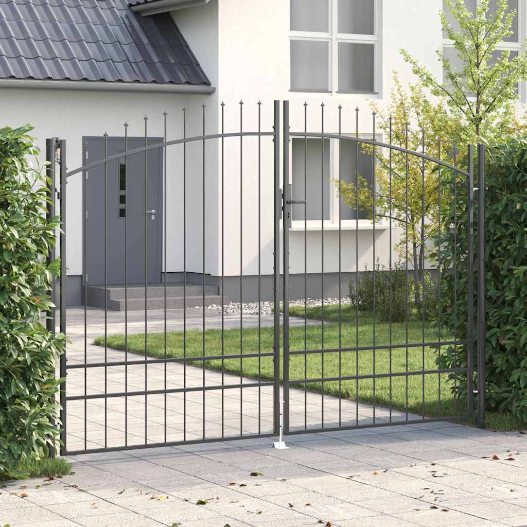 vidaXL Puerta Doble WOERDEN 299,5 x 249,5 cm Acero Gris Con cerradura
