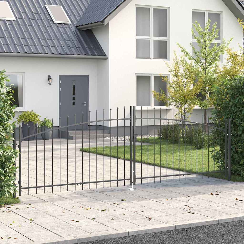 vidaXL Puerta Doble WOERDEN 400 x 174,5 cm Acero Gris Con cerradura