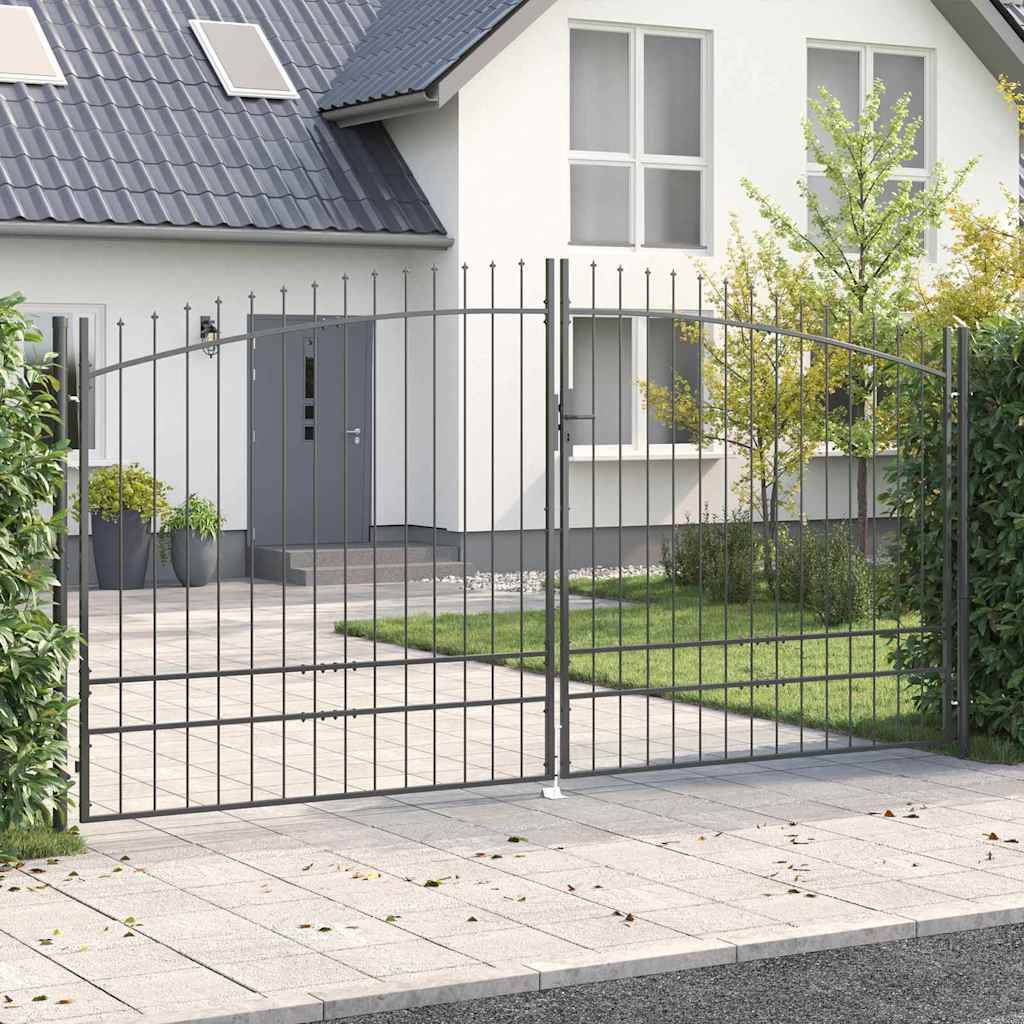 vidaXL Puerta Doble WOERDEN 400 x 249,5 cm Acero Gris Con cerradura