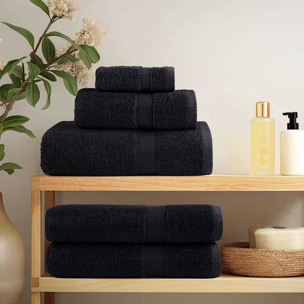 vidaXL Toalla de Invitado SOLUND 25 uds. Negro 70 x 140 cm 550 gsm
