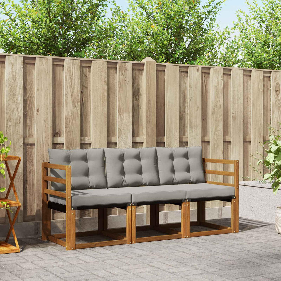 vidaXL Conjunto de sofás de exterior 3 uds. Gris Natural y Claro