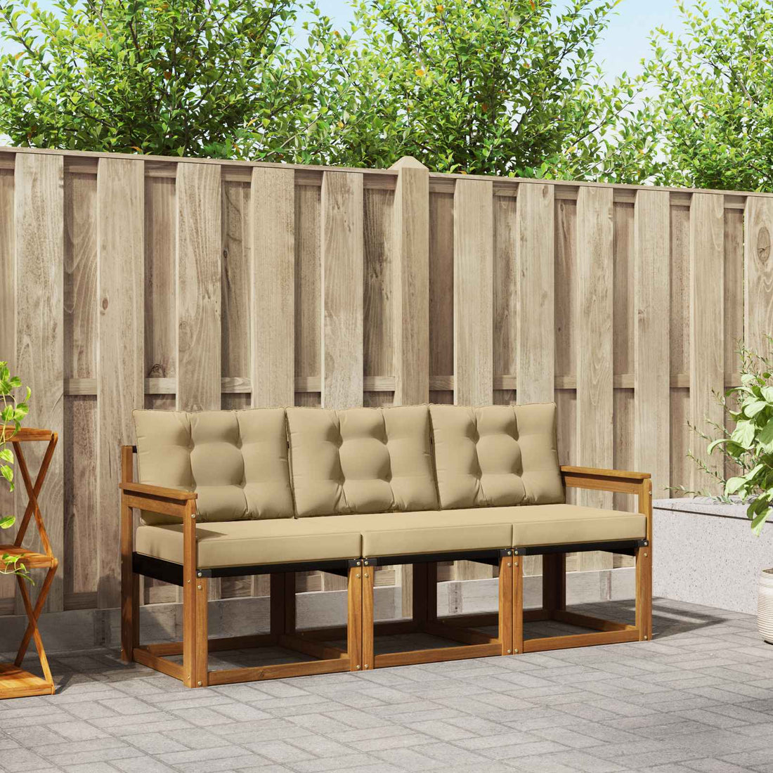vidaXL Conjunto de sofás de exterior 3 uds. Natural y Beige