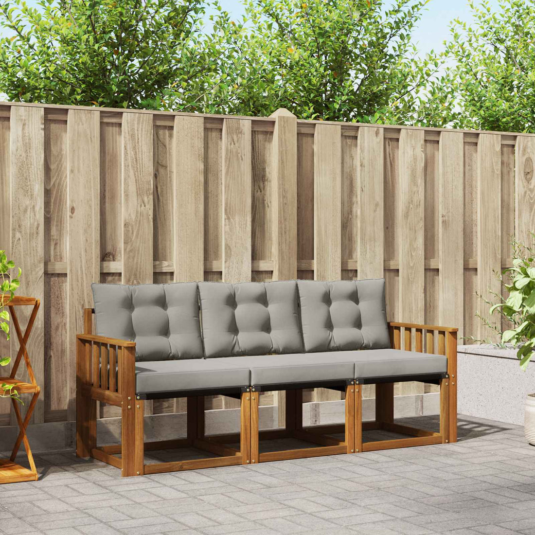 vidaXL Conjunto de sofás de exterior 3 uds. Gris Natural y Claro
