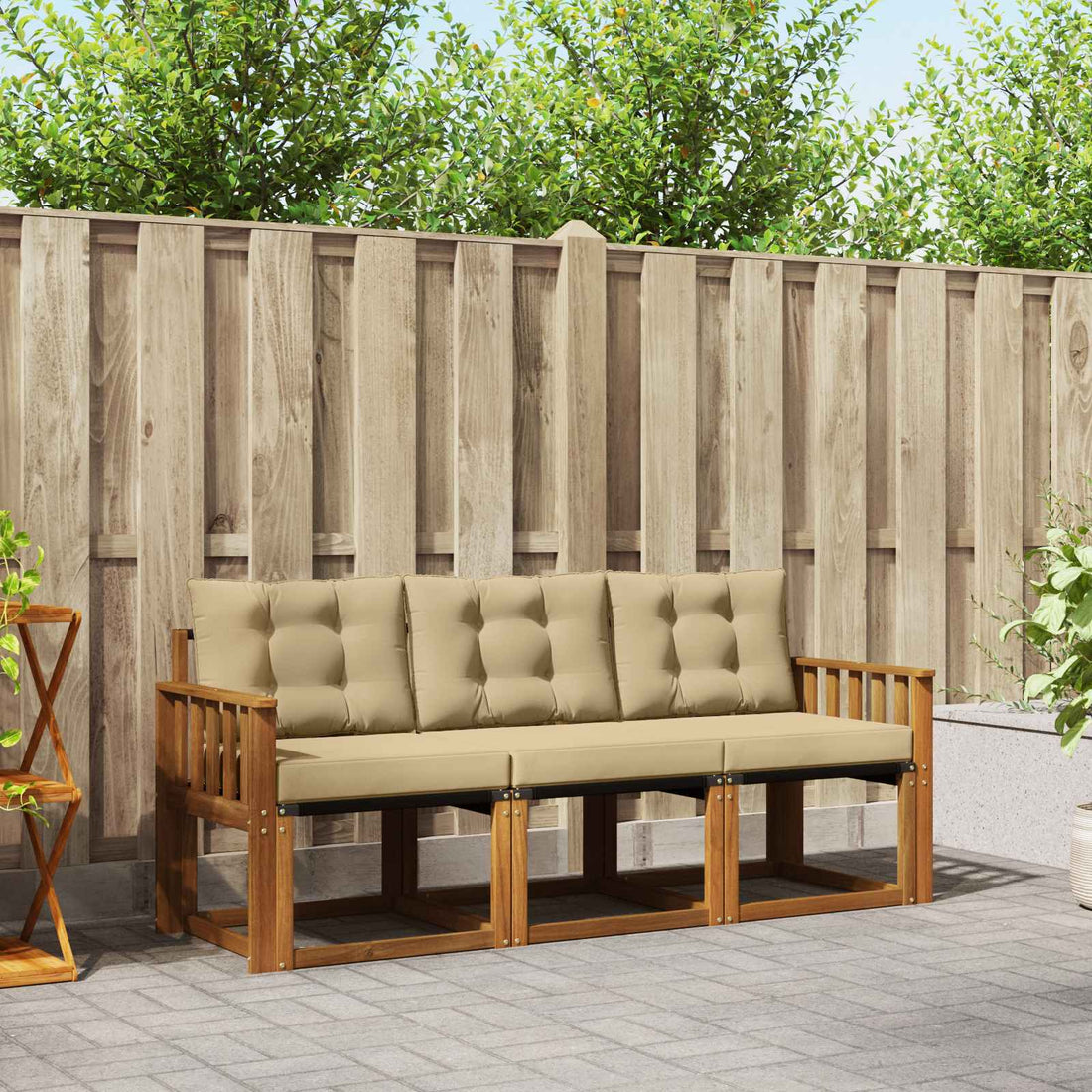 vidaXL Conjunto de sofás de exterior 3 uds. Natural y Beige