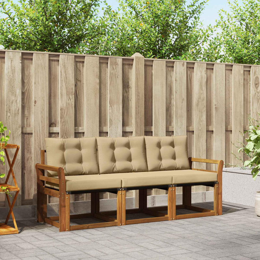 vidaXL Conjunto de sofás de exterior 3 uds. Natural y Beige