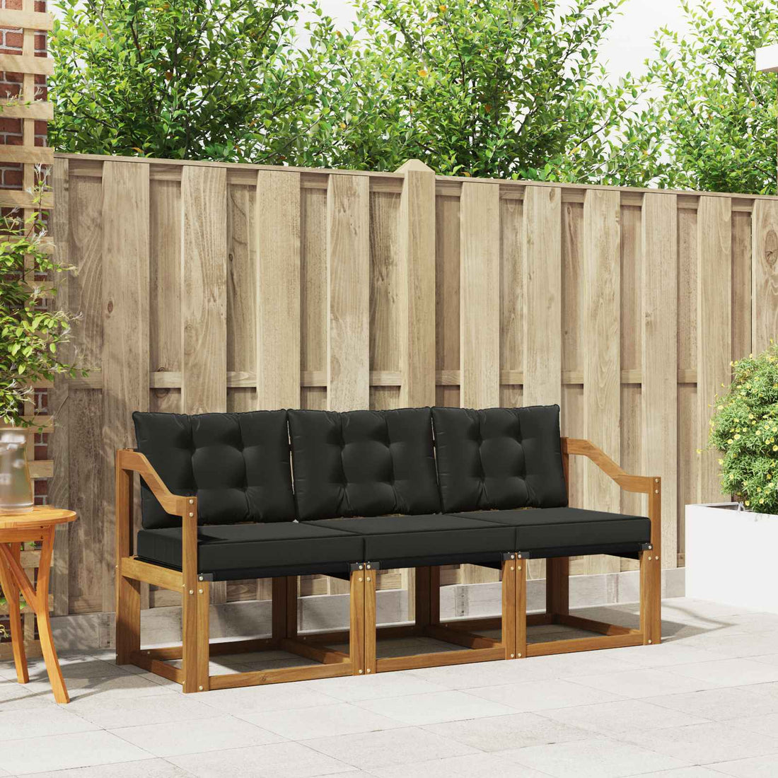 vidaXL Conjunto de sofás de exterior 3 uds. Natural y negro