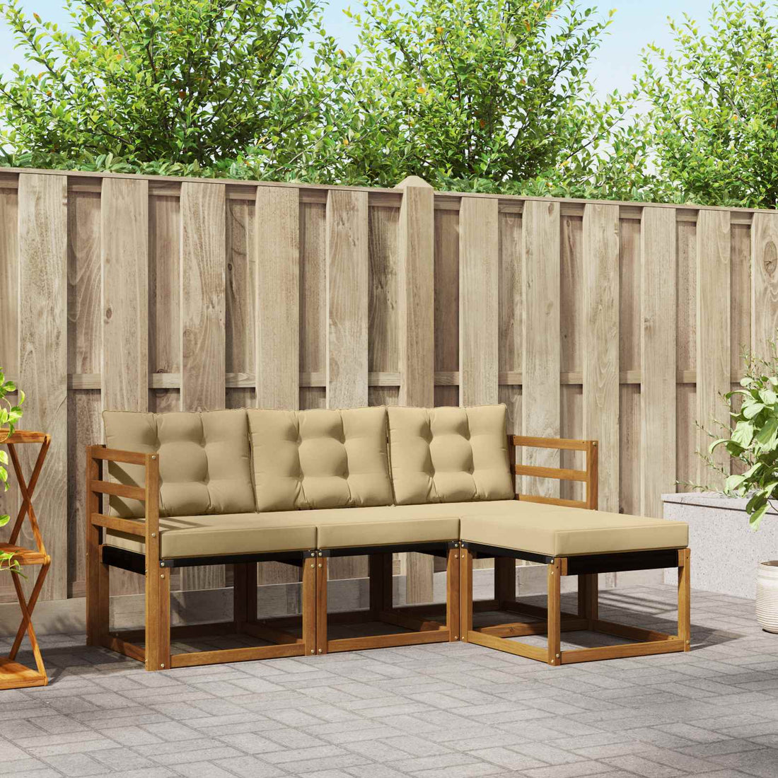 vidaXL Conjunto de sofás de exterior 4 uds. Natural y Beige