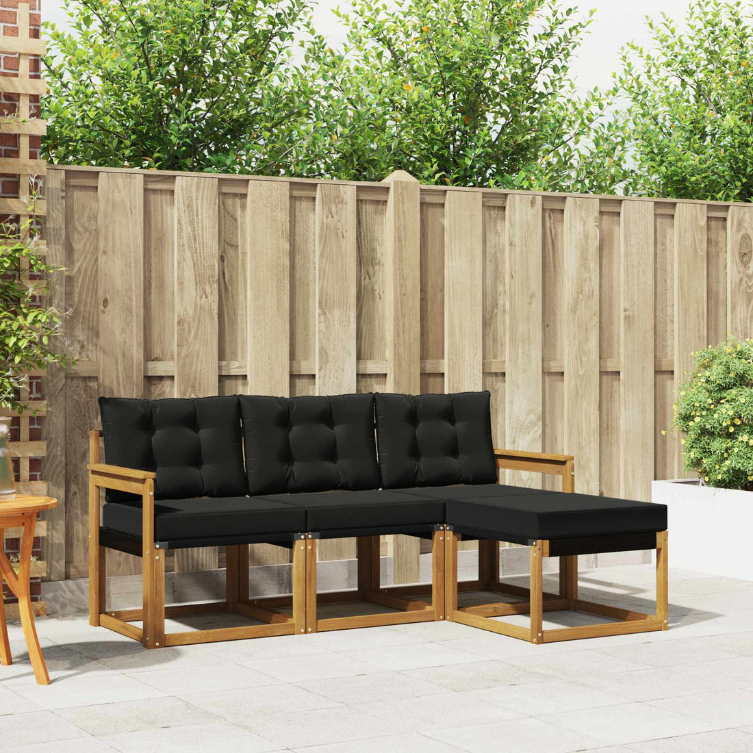 vidaXL Conjunto de sofás de exterior 4 uds. Natural y negro
