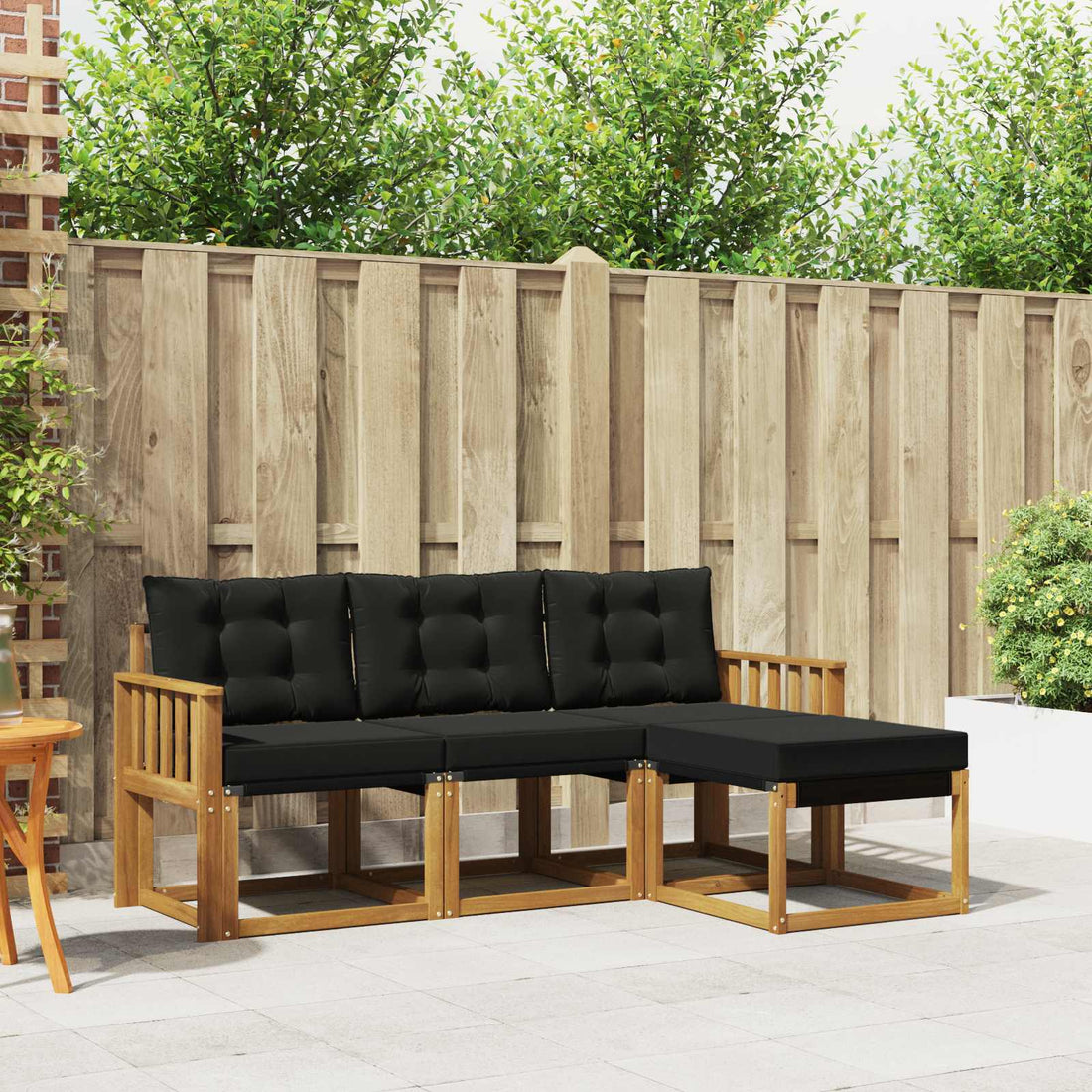 vidaXL Conjunto de sofás de exterior 4 uds. Natural y negro