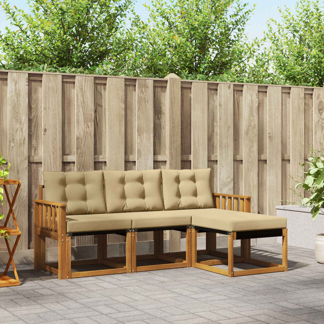 vidaXL Conjunto de sofás de exterior 4 uds. Natural y Beige