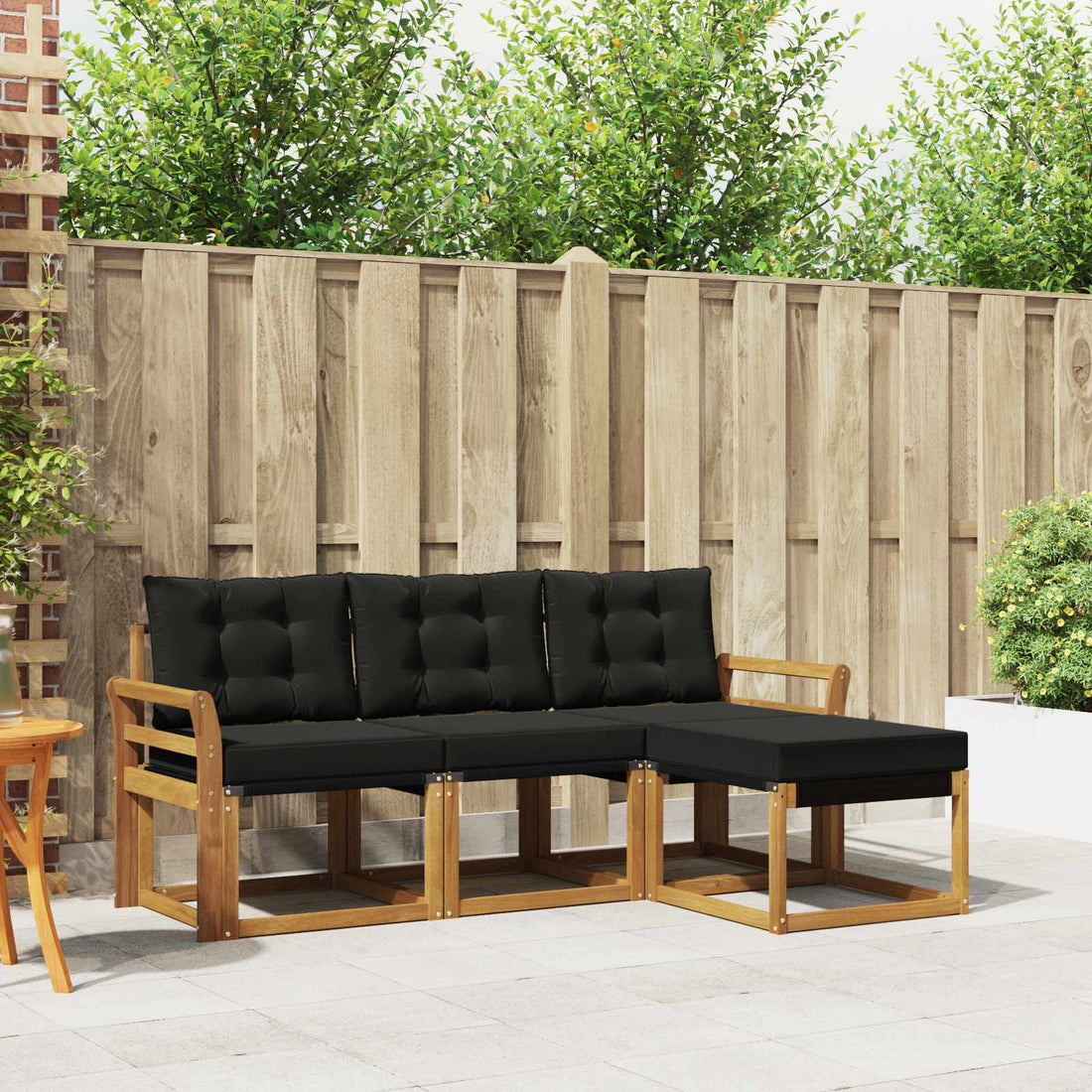 vidaXL Conjunto de sofás de exterior 4 uds. Natural y negro