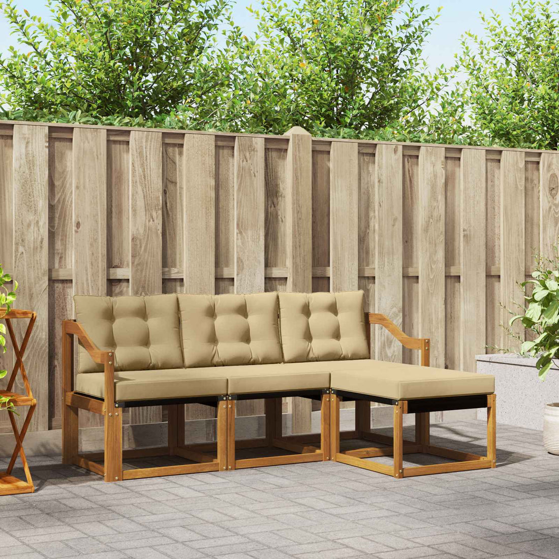 vidaXL Conjunto de sofás de exterior 4 uds. Natural y Beige