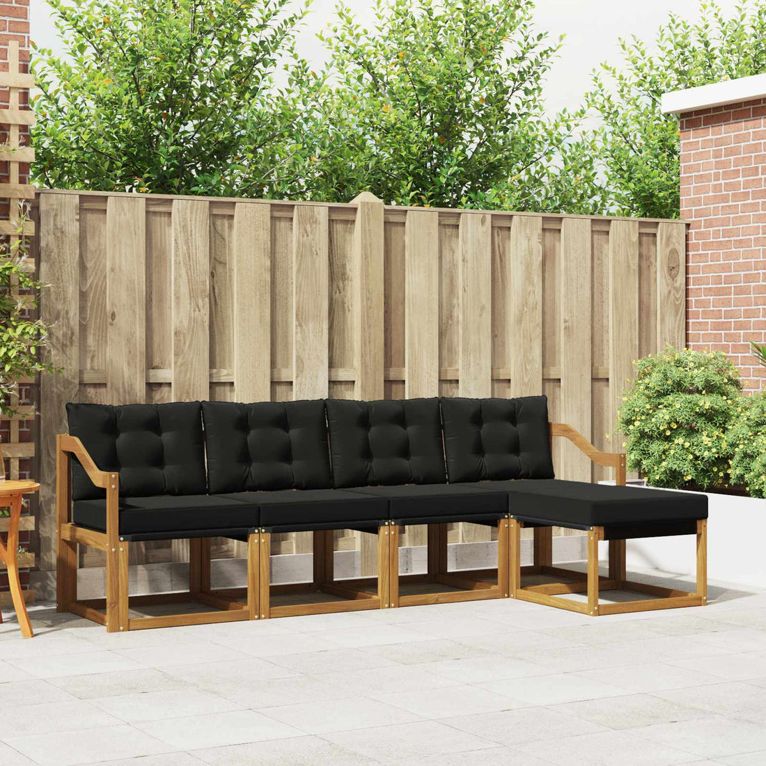vidaXL Conjunto de sofás de exterior 5 uds. Natural y negro
