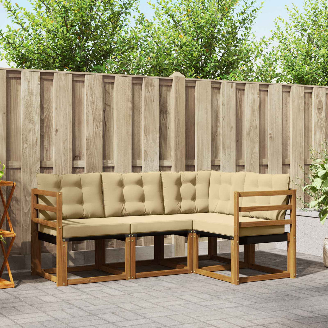 vidaXL Conjunto de sofás de exterior 4 uds. Natural y Beige