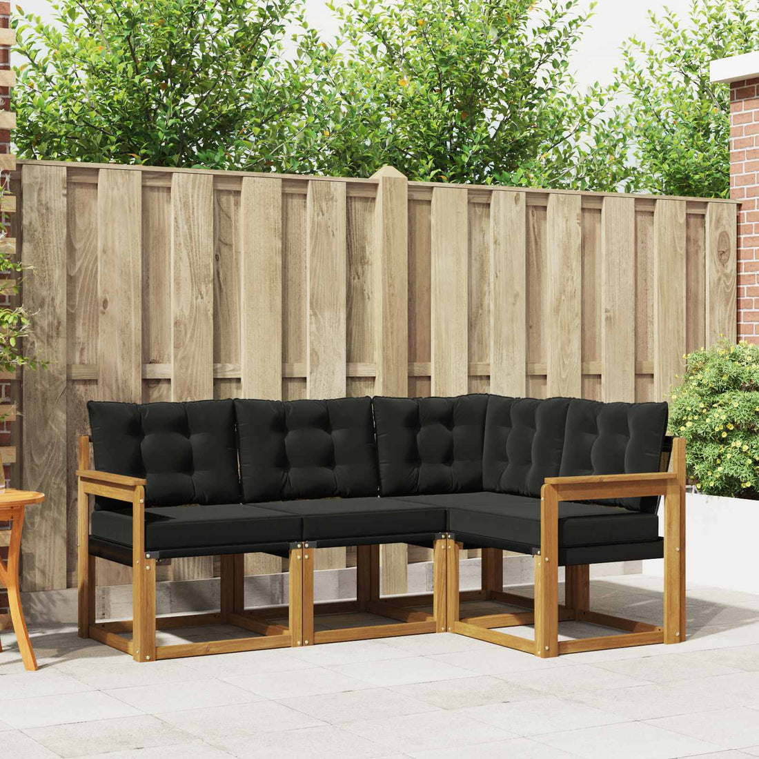 vidaXL Conjunto de sofás de exterior 4 uds. Natural y negro