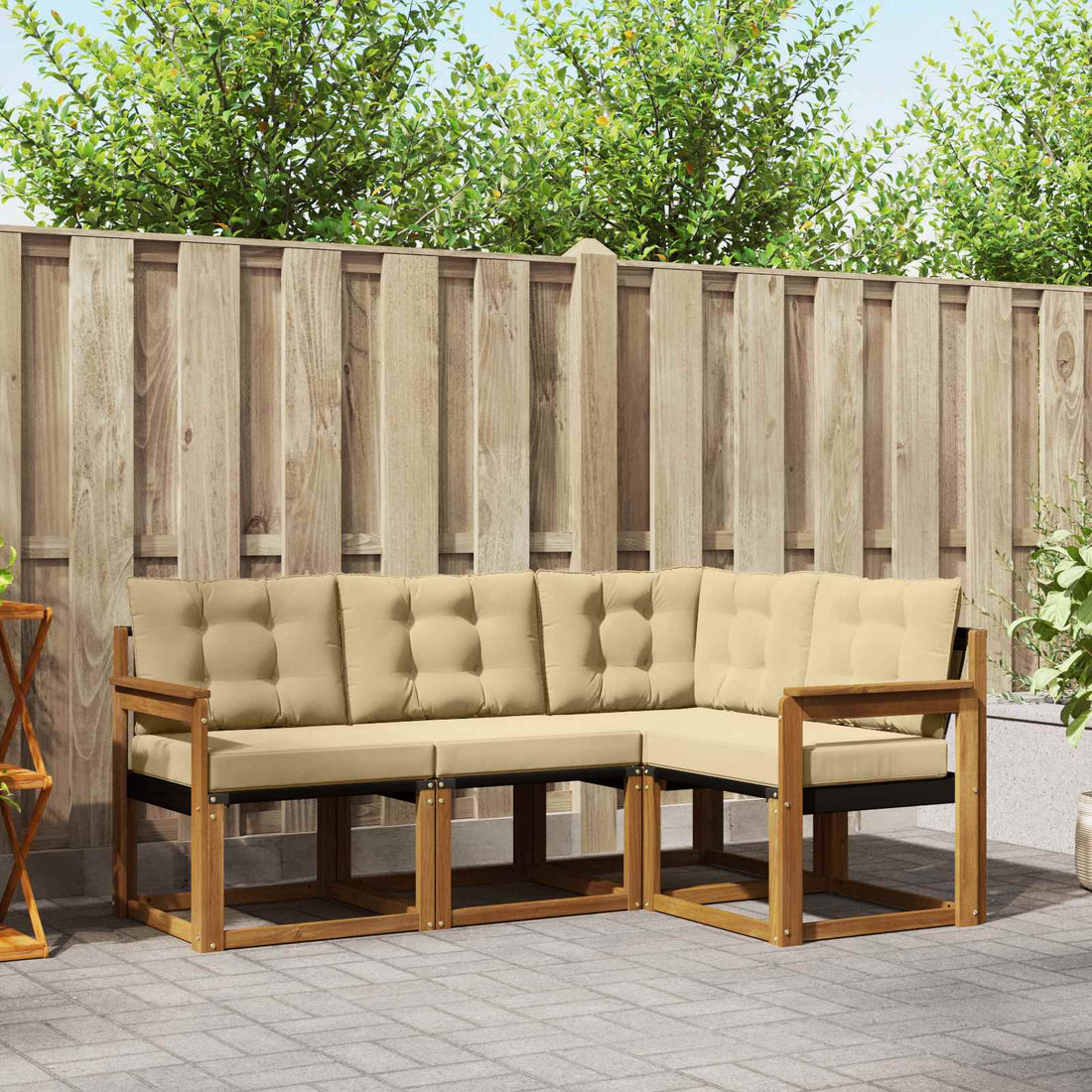 vidaXL Conjunto de sofás de exterior 4 uds. Natural y Beige