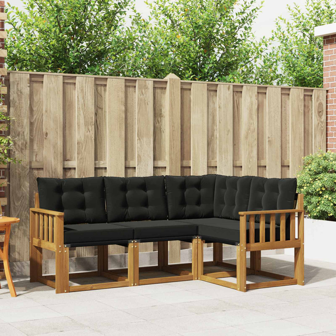 vidaXL Conjunto de sofás de exterior 4 uds. Natural y negro